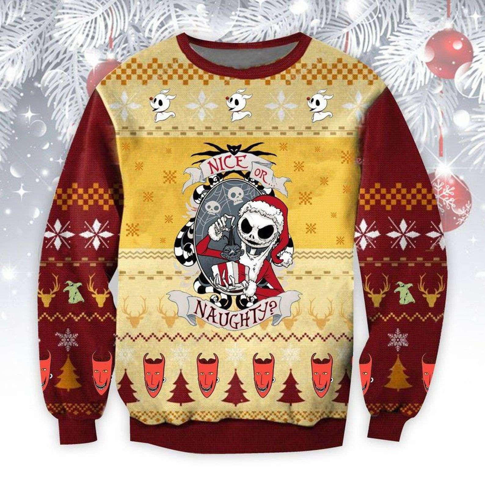 Jack Skellington Christmas Ugly Christmas Sweater Adult 3D Funny Matching for family
