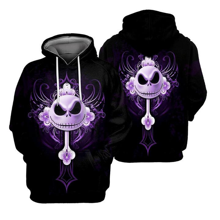 Jack Skellington Cross 3D All Over Print Hoodie, Zip Hoodie