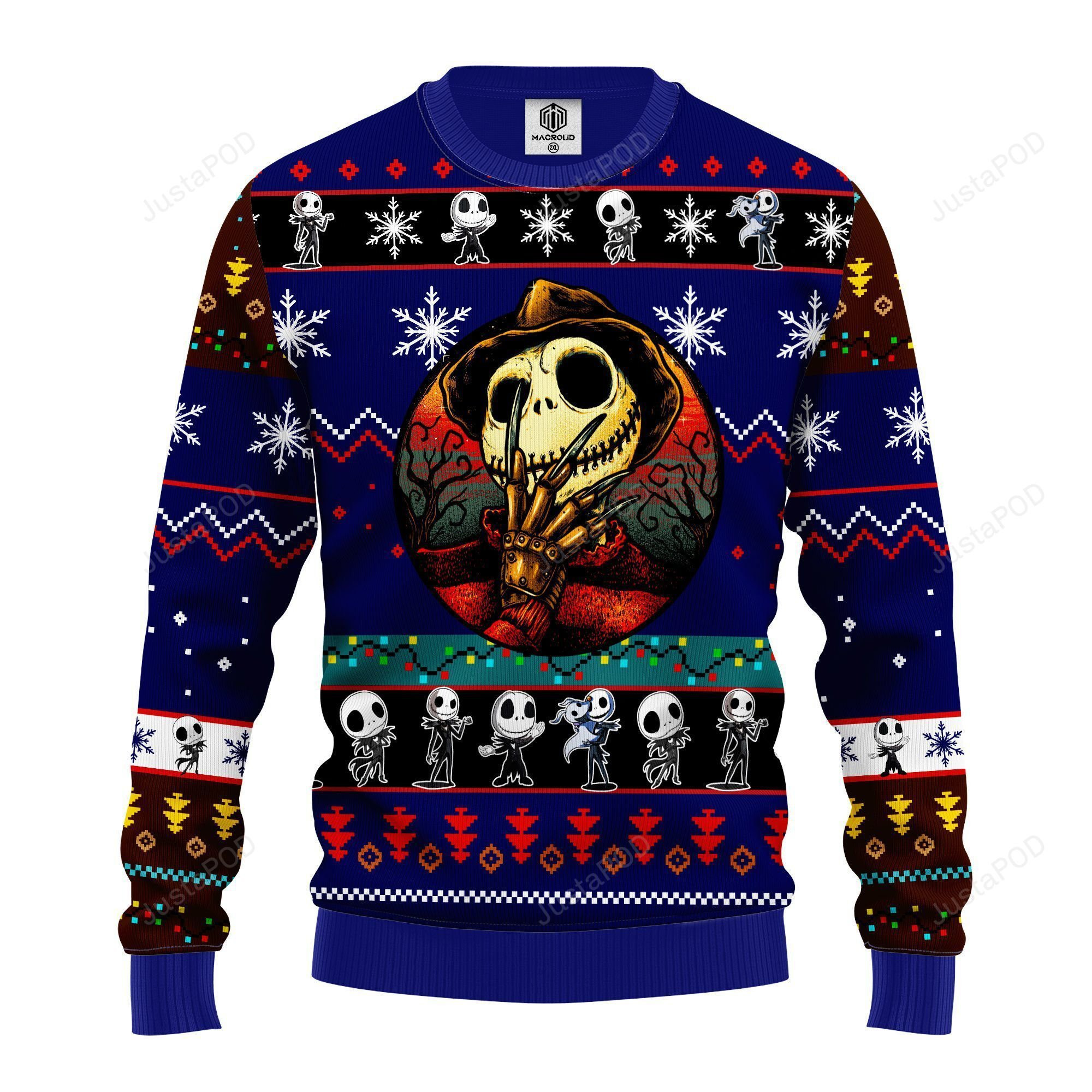 Jack Skellington Halloween Ugly Christmas Sweater Adult 3D Funny Matching for family
