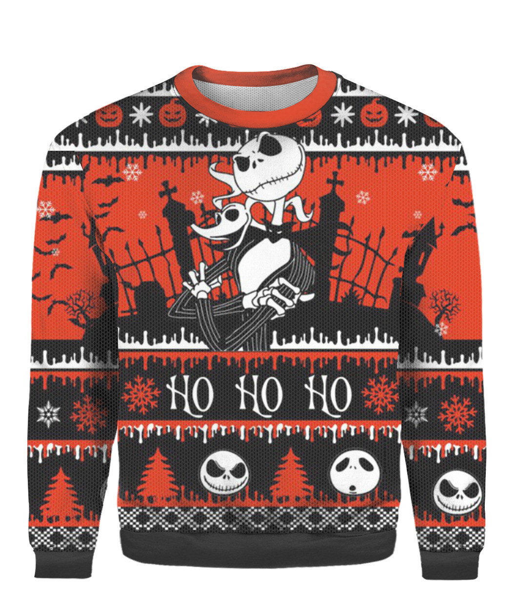 Jack Skellington Ho Ho Ho Ugly Christmas Sweater Adult 3D Funny Matching for family - Image 2