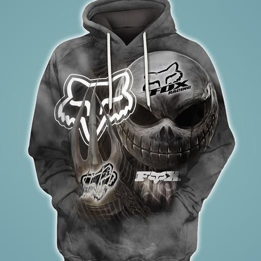 Jack Skellington Keeps Fox Racing Logo 3D All Over Print Hoodie, Zip Hoodie