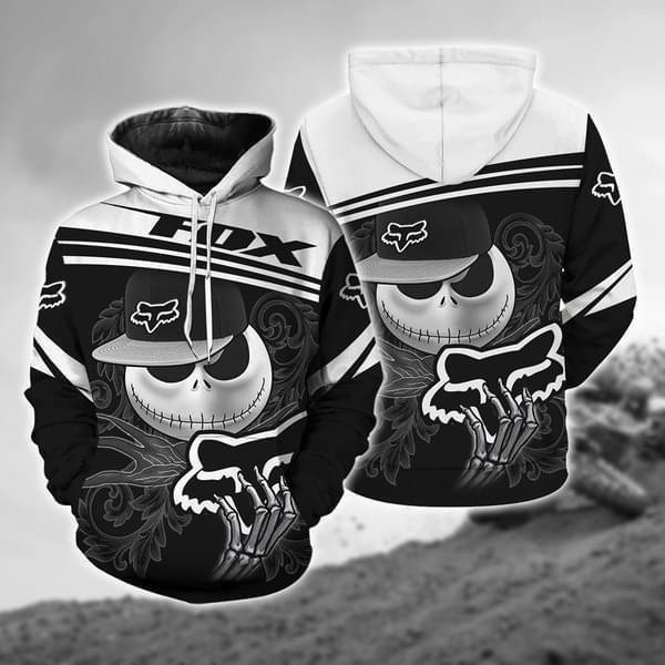 Jack Skellington Love Fox Racing Dirt Bike Motorcross 3D All Over Print Hoodie, Zip Hoodie