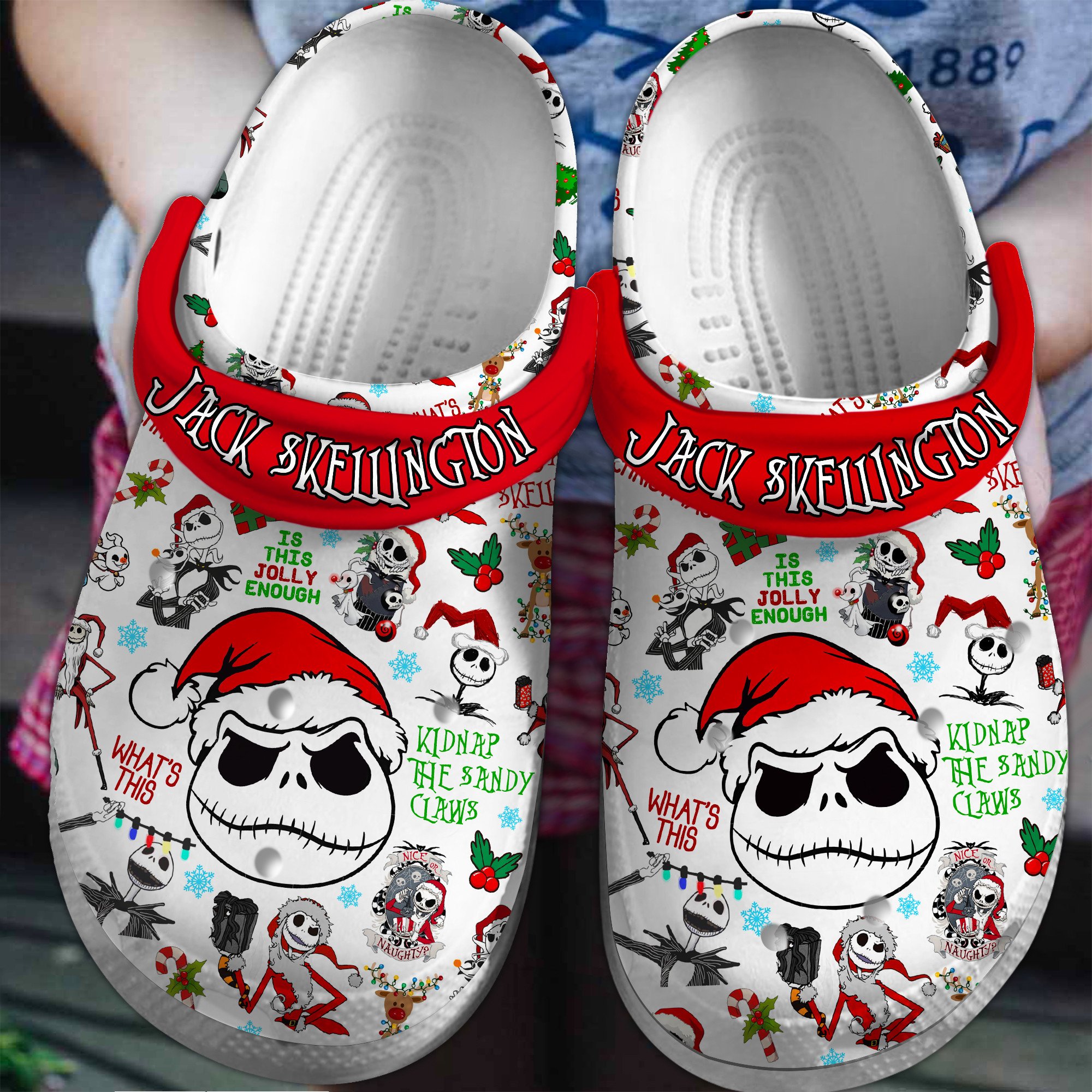 Jack Skellington Movie Crocs Crocband Clogs Shoes Comfortable For Men Women and Kids