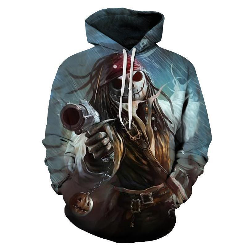 Jack Skellington Nightmare Before Christmas Pirate Jack Sparrow 3D All Over Print Hoodie, Zip Hoodie