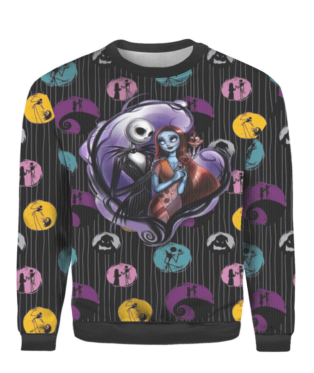 Jack Skellington Sally Ugly Christmas Sweater Adult 3D Funny Matching for family - Image 2