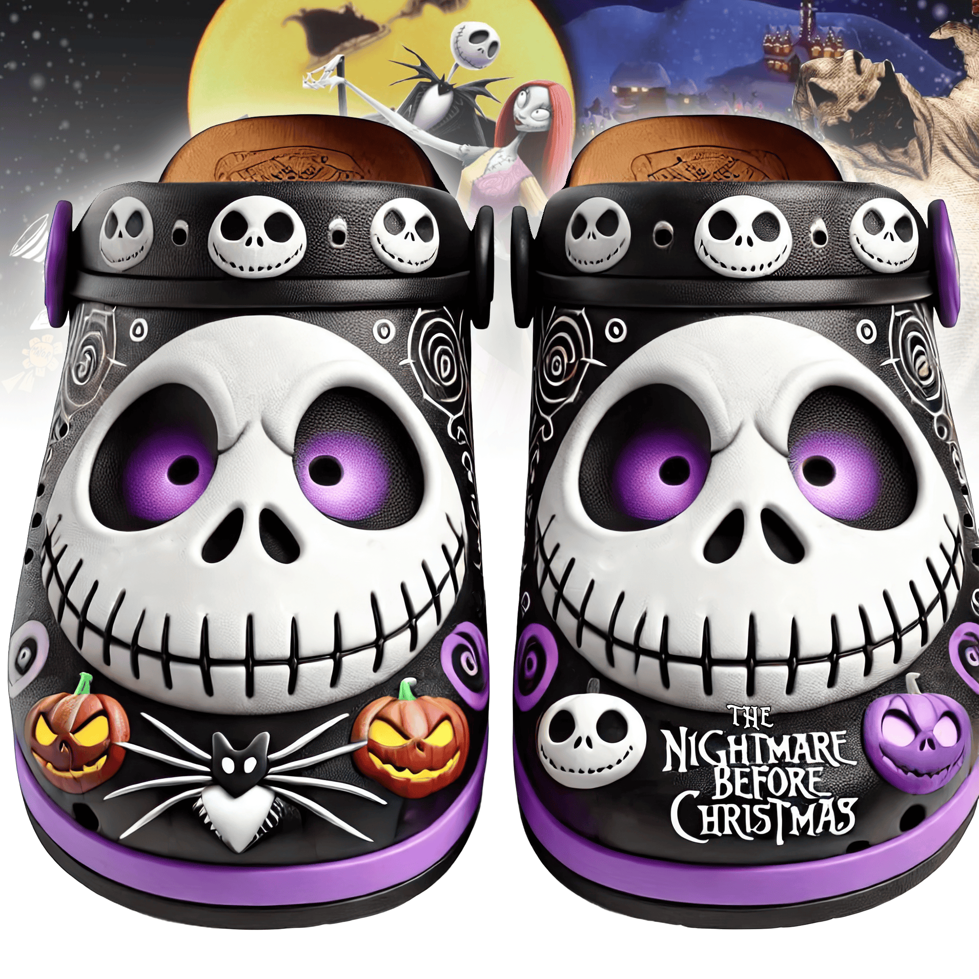 Jack Skellington The Nightmare Before Christmas Movie Crocs Crocband Clogs Shoes Comfortable For Men Women and Kids