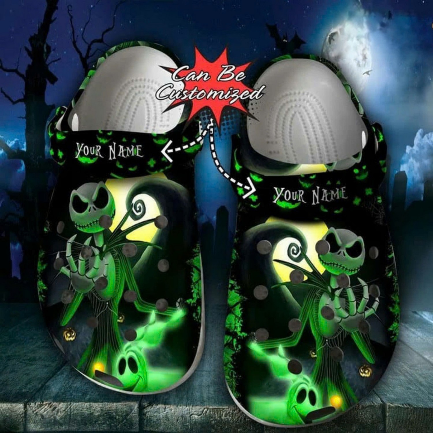 Jack Skellington The Nightmare Before Christmas Movie Crocs Crocband Clogs Shoes Comfortable For Men Women and Kids