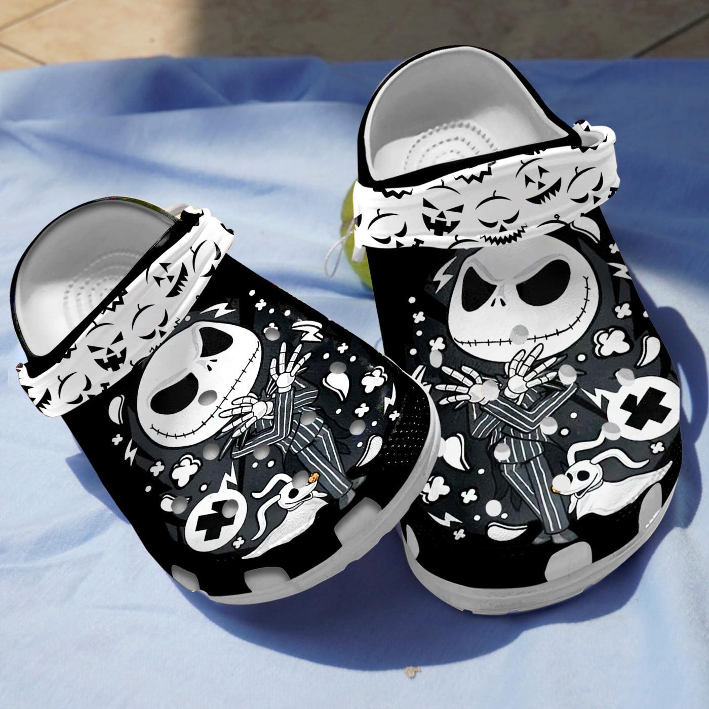 Jack Skellington The Nightmare Before Christmas Movie Crocs Crocband Clogs Shoes Comfortable For Men Women and Kids