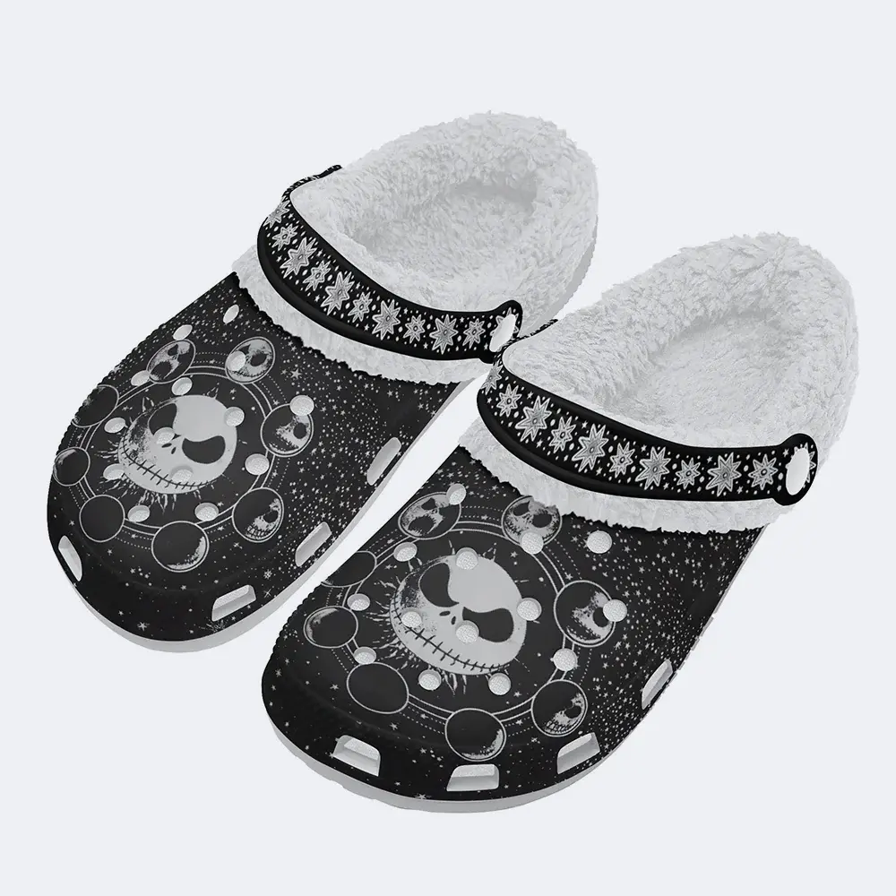 Jack Skellington The Nightmare Before Christmas Movie Crocs Crocband Fleece Lined Clogs Shoes Comfortable For Men Women and Kids In Winter