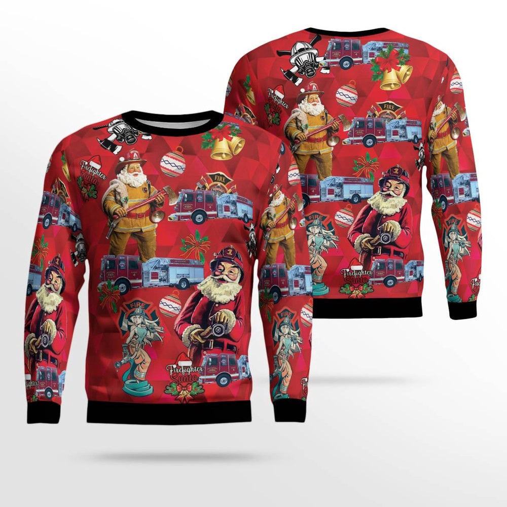 Jackson Township Fire in Stark Co Ohio Christmas AOP Ugly Christmas Sweater Xmas Unisex Sweater Christmas Gifts For Men Women
