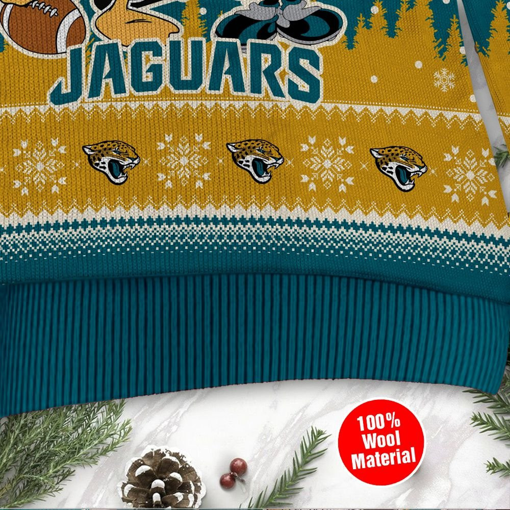 Jacksonville Jaguars Disney Donald Duck Mickey Mouse Goofy Personalized Ugly Christmas Sweater Adult 3D Funny Matching for family - Image 4
