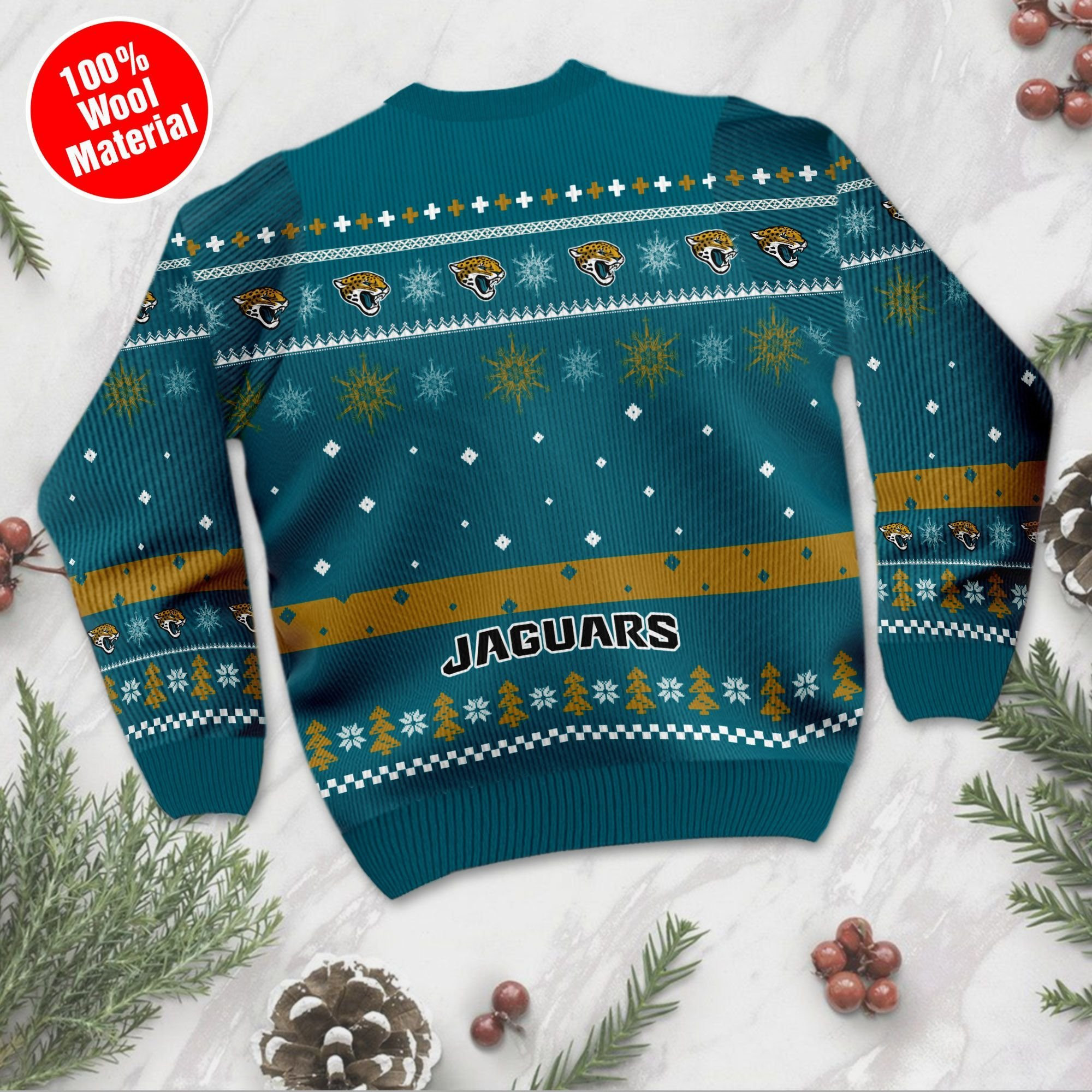 Jacksonville Jaguars Funny Charlie Brown Peanuts Snoopy Ugly Christmas Sweater Adult 3D Funny Matching for family - Image 3