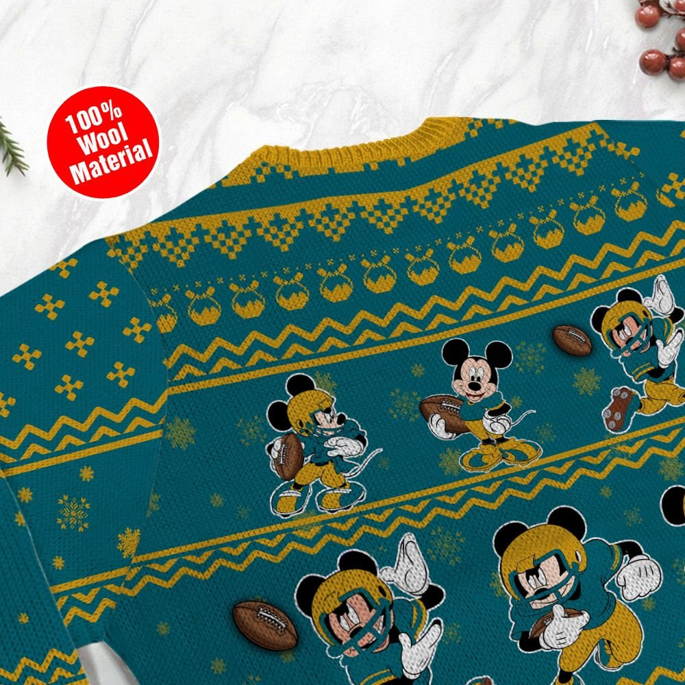 Jacksonville Jaguars Mickey Mouse Holiday Party Ugly Christmas Sweater Adult 3D Funny Matching for family - Image 5