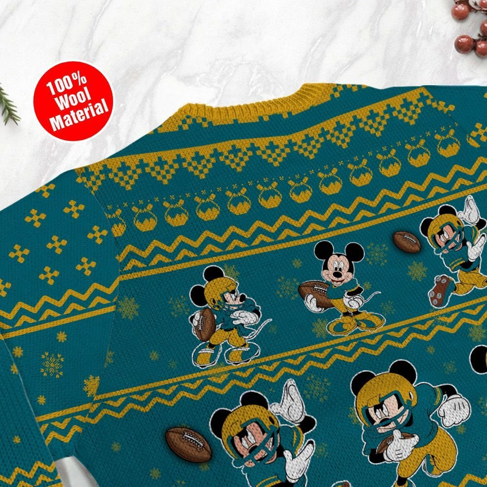 Jacksonville Jaguars Mickey Mouse Ugly Christmas Sweater Adult 3D Funny Matching for family - Image 5