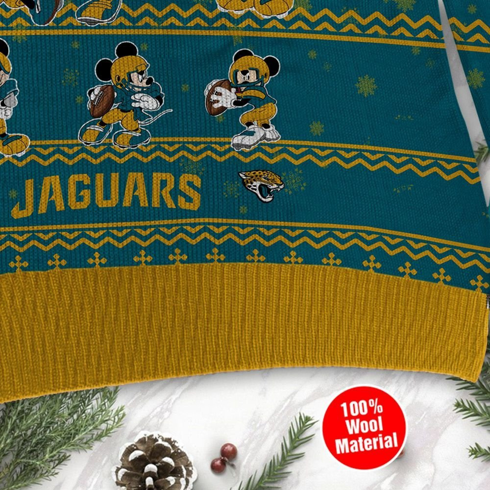 Jacksonville Jaguars Mickey Mouse Ugly Christmas Sweater Adult 3D Funny Matching for family - Image 4