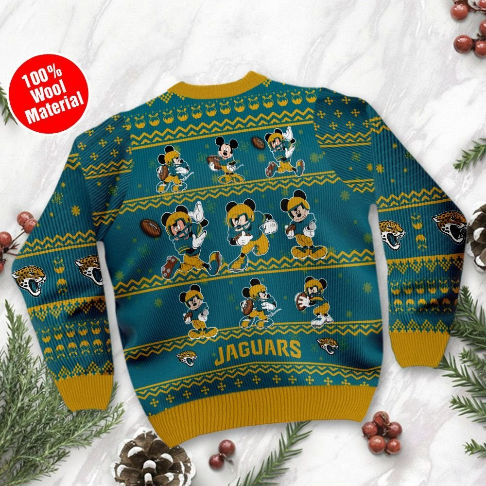 Jacksonville Jaguars Mickey Mouse Ugly Christmas Sweater Adult 3D Funny Matching for family - Image 3