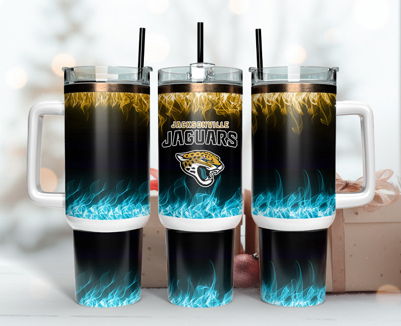 Jacksonville Jaguars NFL Fire Effect Custom Stanley Cup 40 oz 30 oz Tumbler With HandleTVC2301140