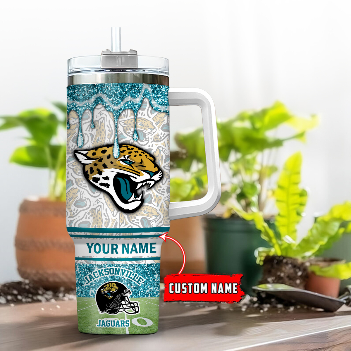 Jacksonville Jaguars NFL Glitter Custom Stanley Cup 40 oz 30 oz Tumbler With HandleTVC230195