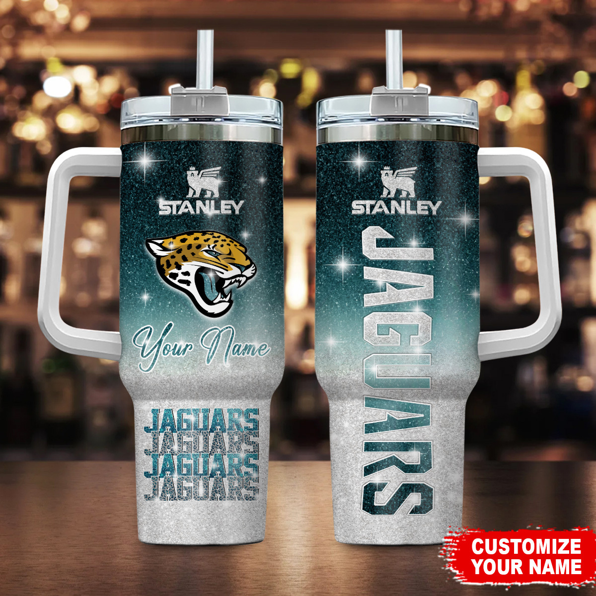 Jacksonville Jaguars NFL Glitter Custom Stanley Cup 40 oz 30 oz Tumbler With HandleTVC230197