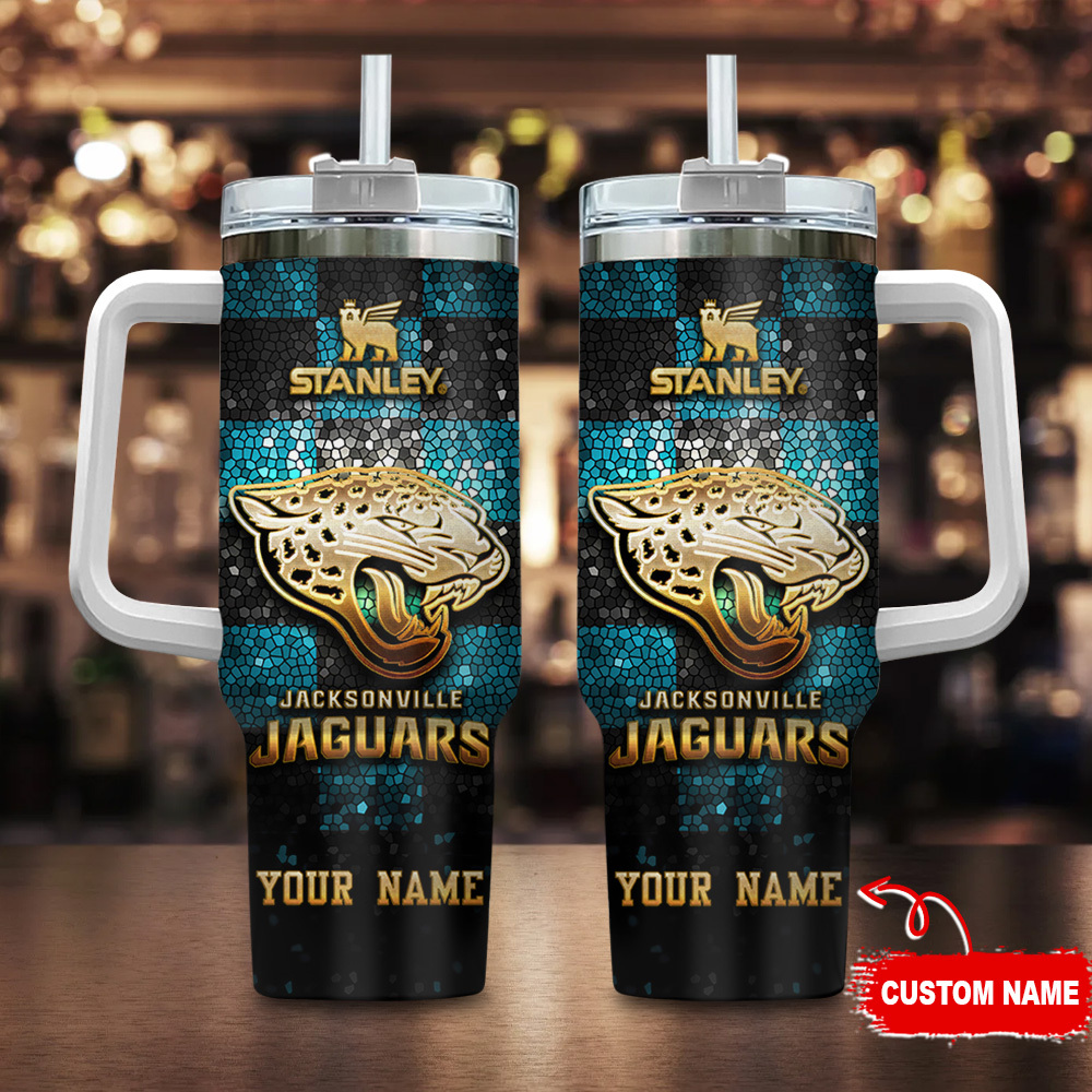 Jacksonville Jaguars NFL Glitter Golden Logo Custom Stanley Cup 40 oz 30 oz Tumbler With HandleTVC2301116