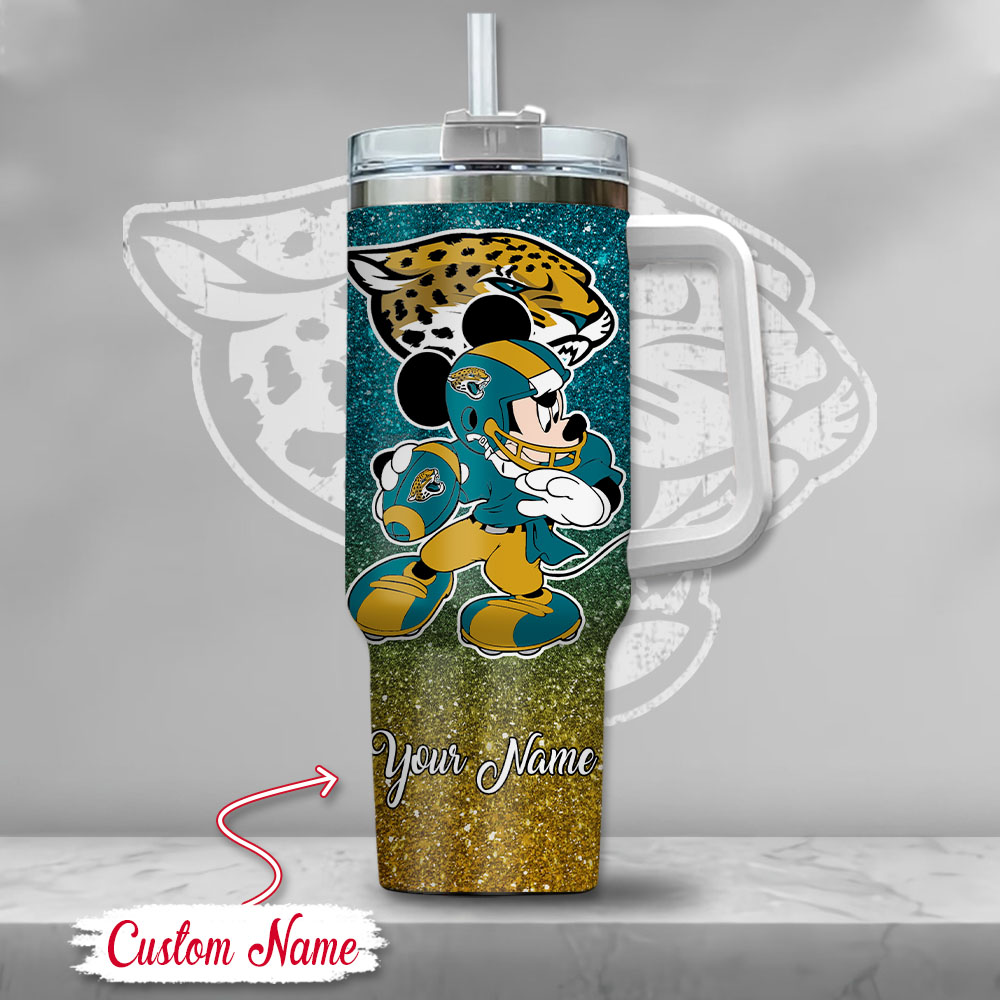 Jacksonville Jaguars NFL Mickey Mouse Glitter Custom Stanley Cup 40 oz 30 oz Tumbler With HandleTVC230191 - Image 2