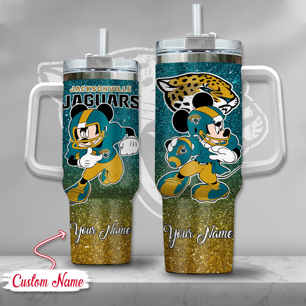 Jacksonville Jaguars NFL Mickey Mouse Glitter Custom Stanley Cup 40 oz 30 oz Tumbler With HandleTVC230191