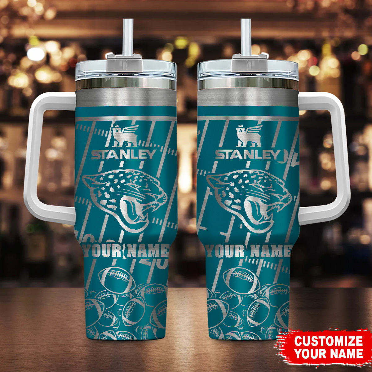 Jacksonville Jaguars NFL Silver Custom Stanley Cup 40 oz 30 oz Tumbler With HandleTVC2301105