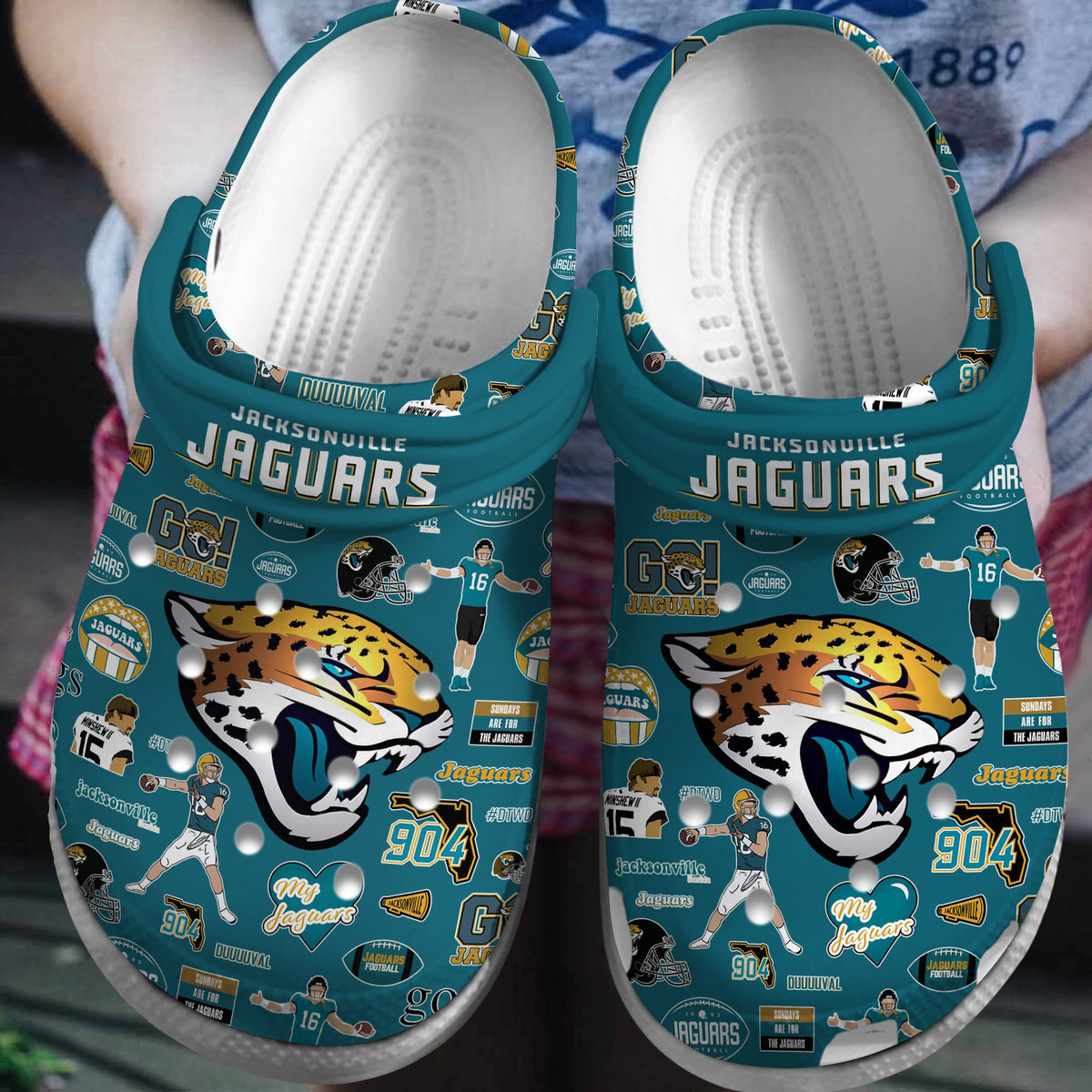 Jacksonville Jaguars NFL Sport Crocs Crocband Clogs Shoes Comfortable For Men Women and Kids