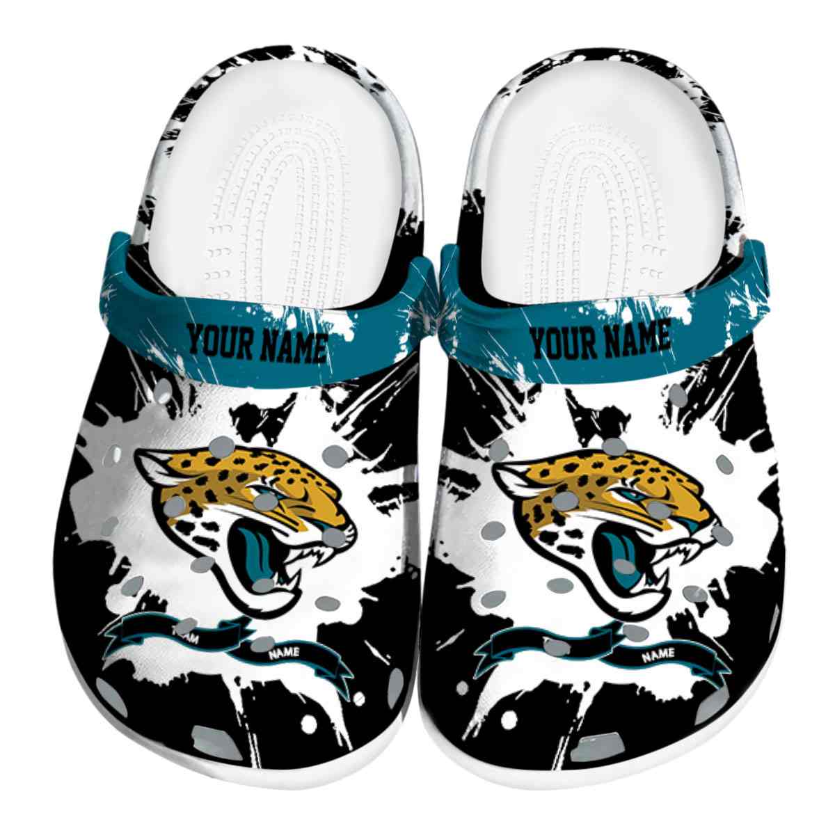 Jacksonville Jaguars NFL Sport Crocs Crocband Clogs Shoes Comfortable For Men Women and Kids