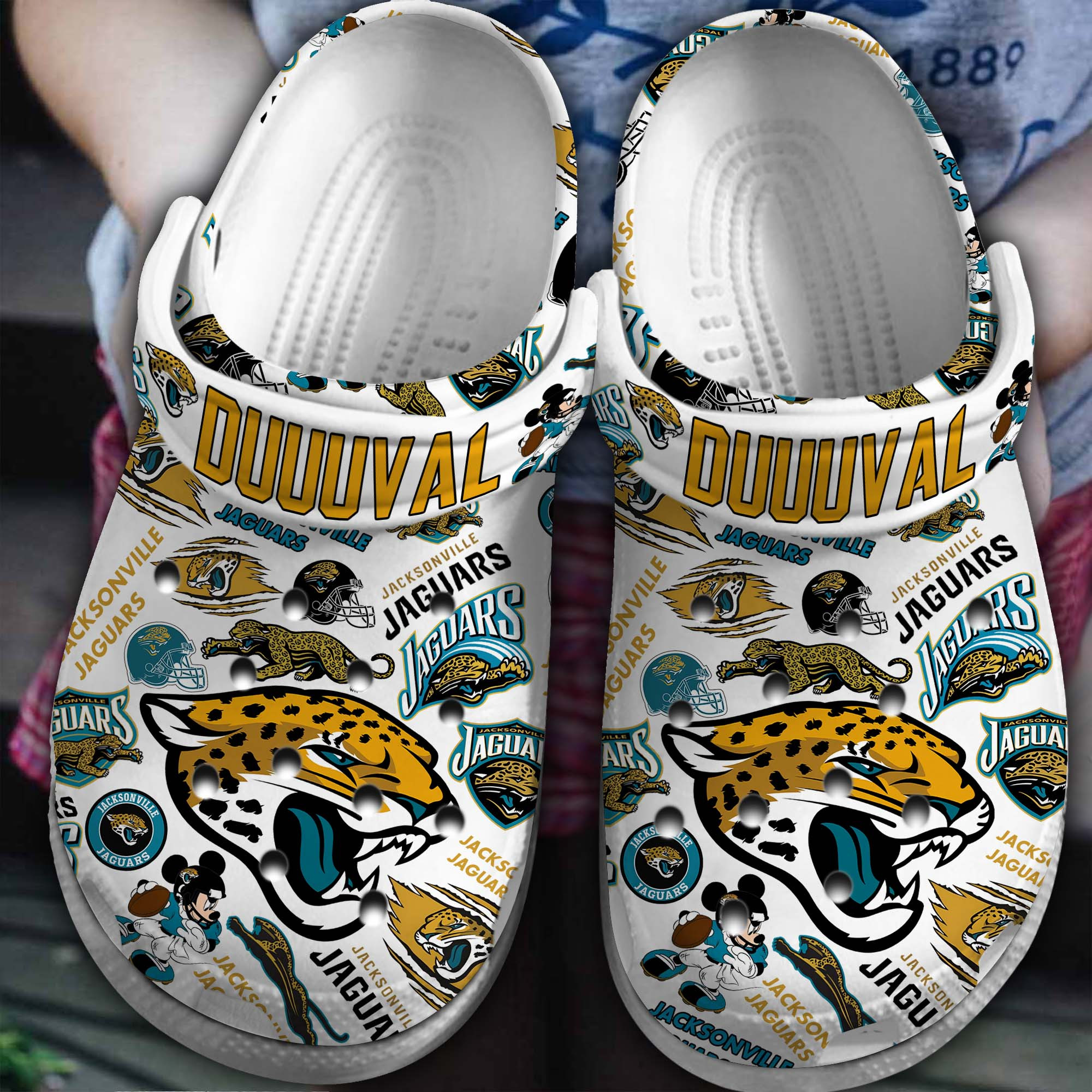 Jacksonville Jaguars NFL Sport Crocs Crocband Clogs Shoes Comfortable For Men Women and Kids