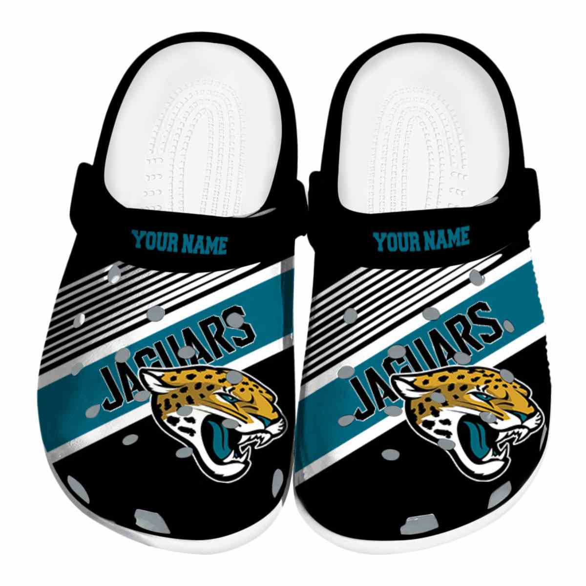 Jacksonville Jaguars NFL Sport Crocs Crocband Clogs Shoes Comfortable For Men Women and Kids