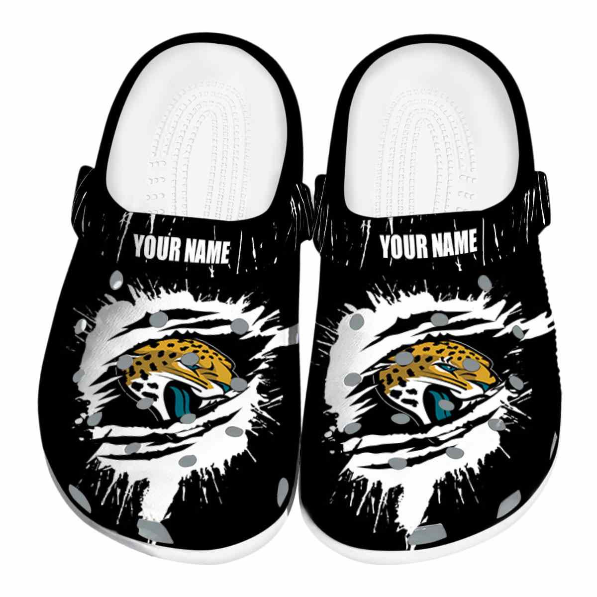 Jacksonville Jaguars NFL Sport Crocs Crocband Clogs Shoes Comfortable For Men Women and Kids