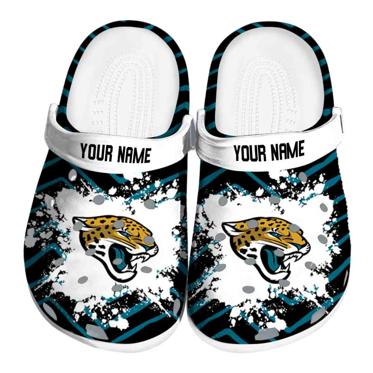 Jacksonville Jaguars NFL Sport Crocs Crocband Clogs Shoes Comfortable For Men Women and Kids