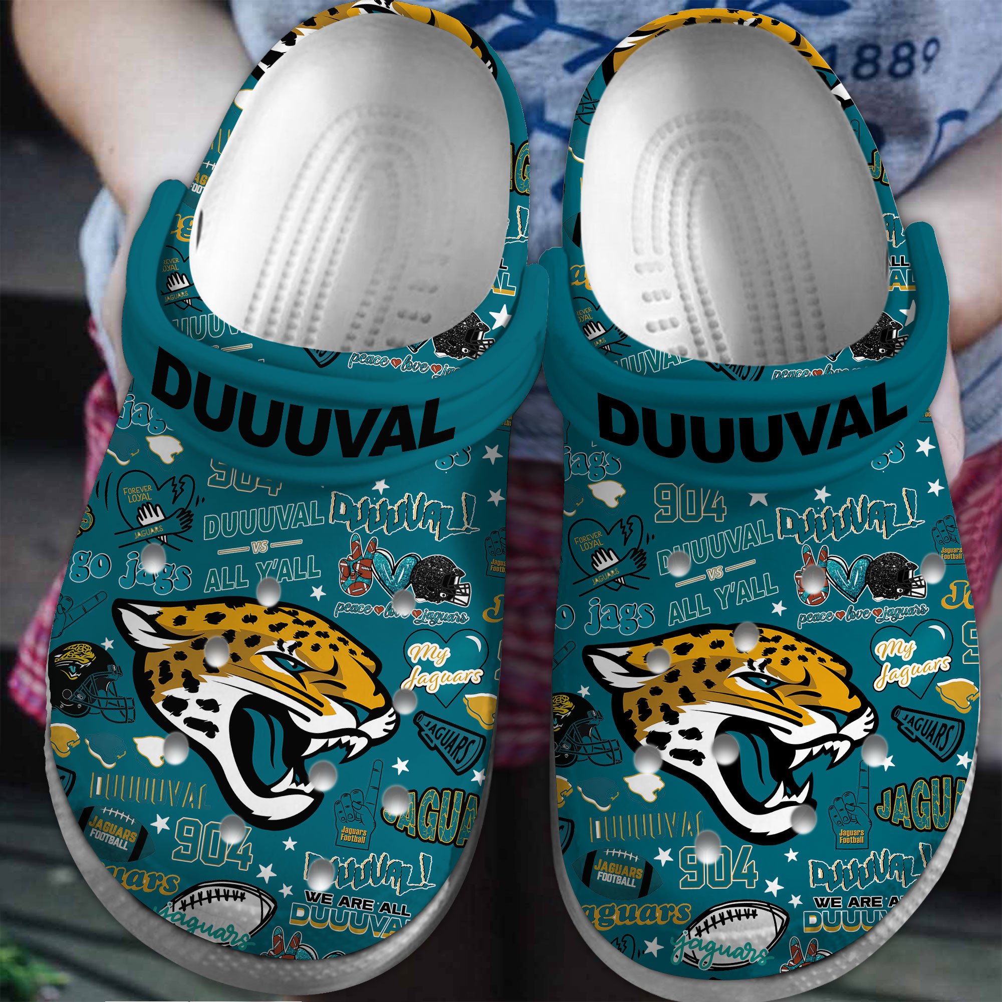 Jacksonville Jaguars NFL Sport Crocs Crocband Clogs Shoes Comfortable For Men Women and Kids