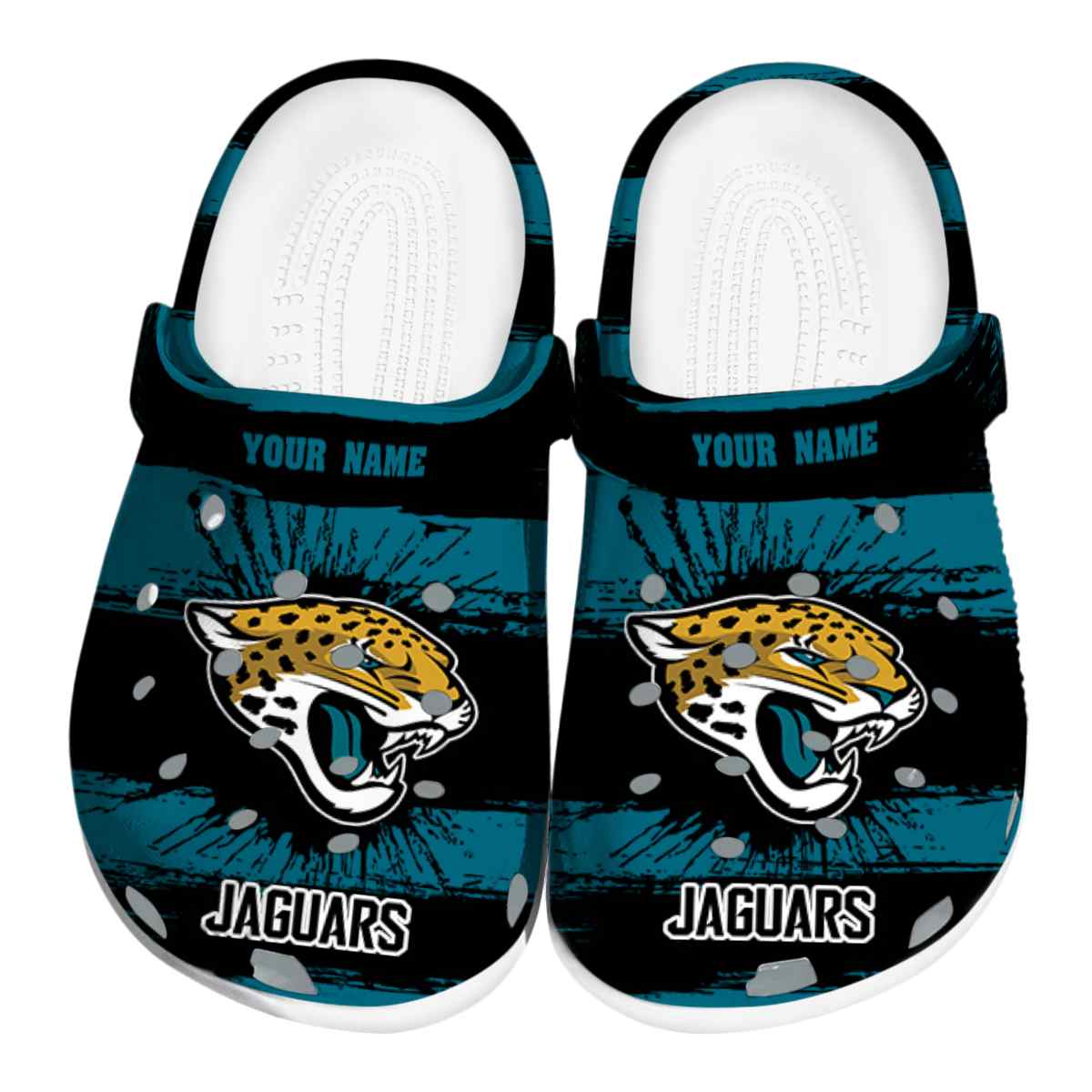 Jacksonville Jaguars NFL Sport Crocs Crocband Clogs Shoes Comfortable For Men Women and Kids