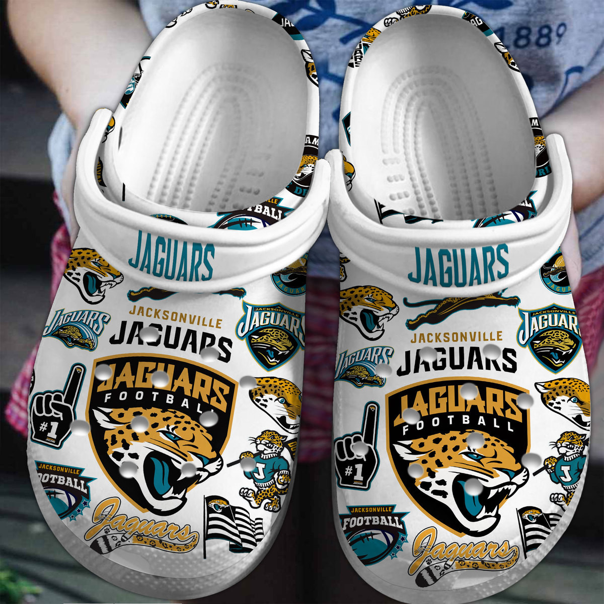Jacksonville Jaguars NFL Sport Crocs Crocband Clogs Shoes Comfortable For Men Women and Kids
