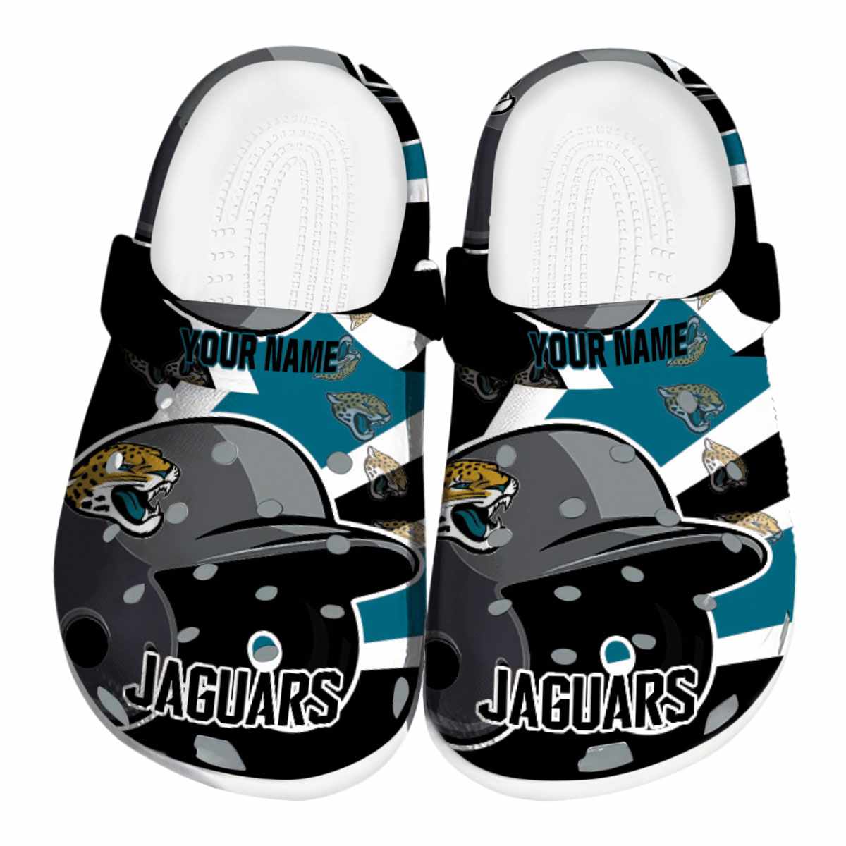 Jacksonville Jaguars NFL Sport Crocs Crocband Clogs Shoes Comfortable For Men Women and Kids