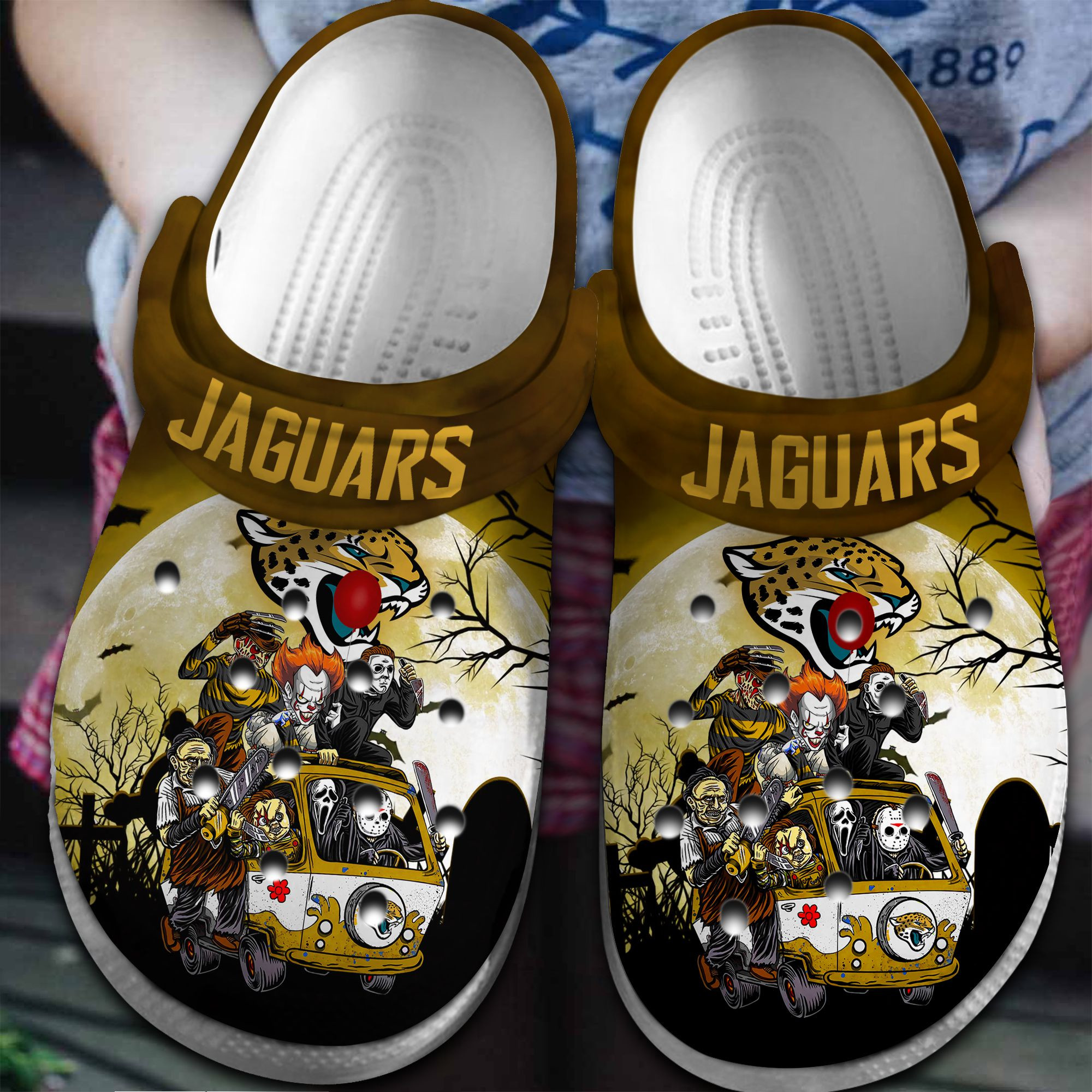 Jacksonville Jaguars NFL Sport Crocs Crocband Clogs Shoes Comfortable For Men Women and Kids