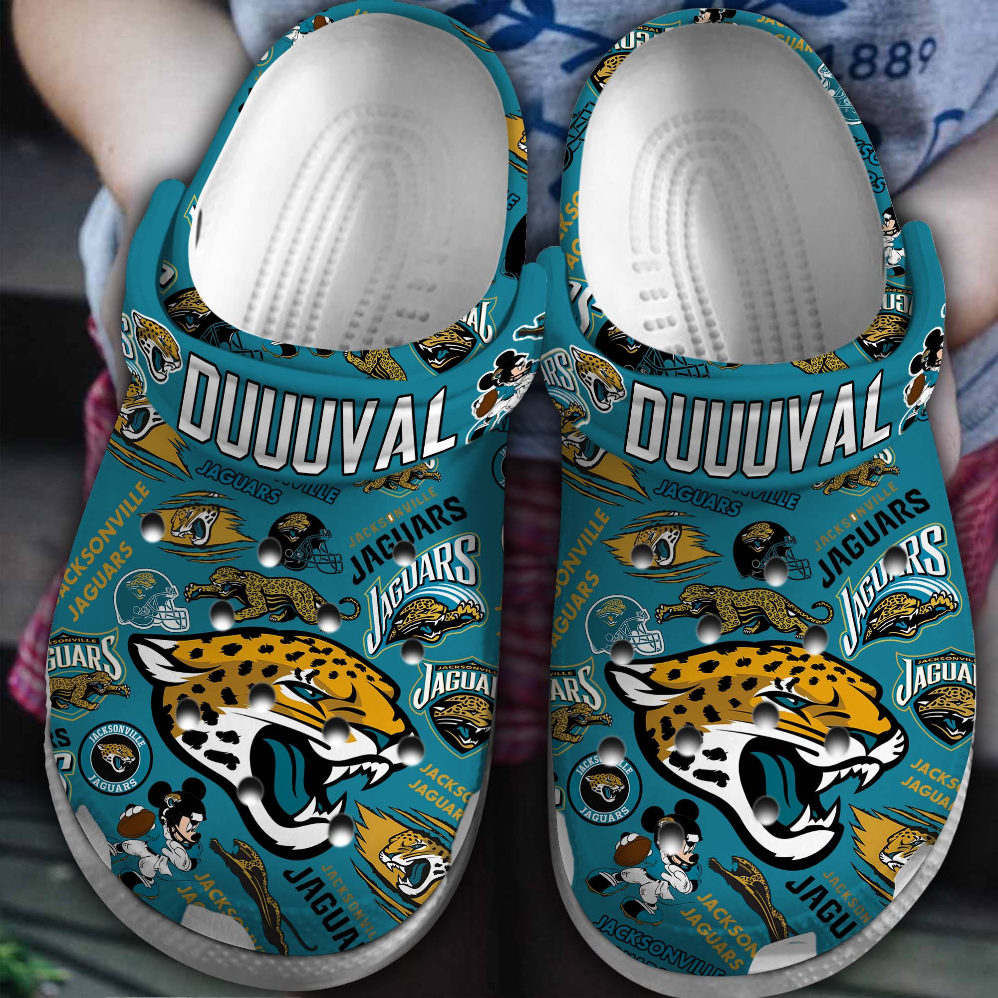 Jacksonville Jaguars NFL Sport Crocs Crocband Clogs Shoes Comfortable For Men Women and Kids