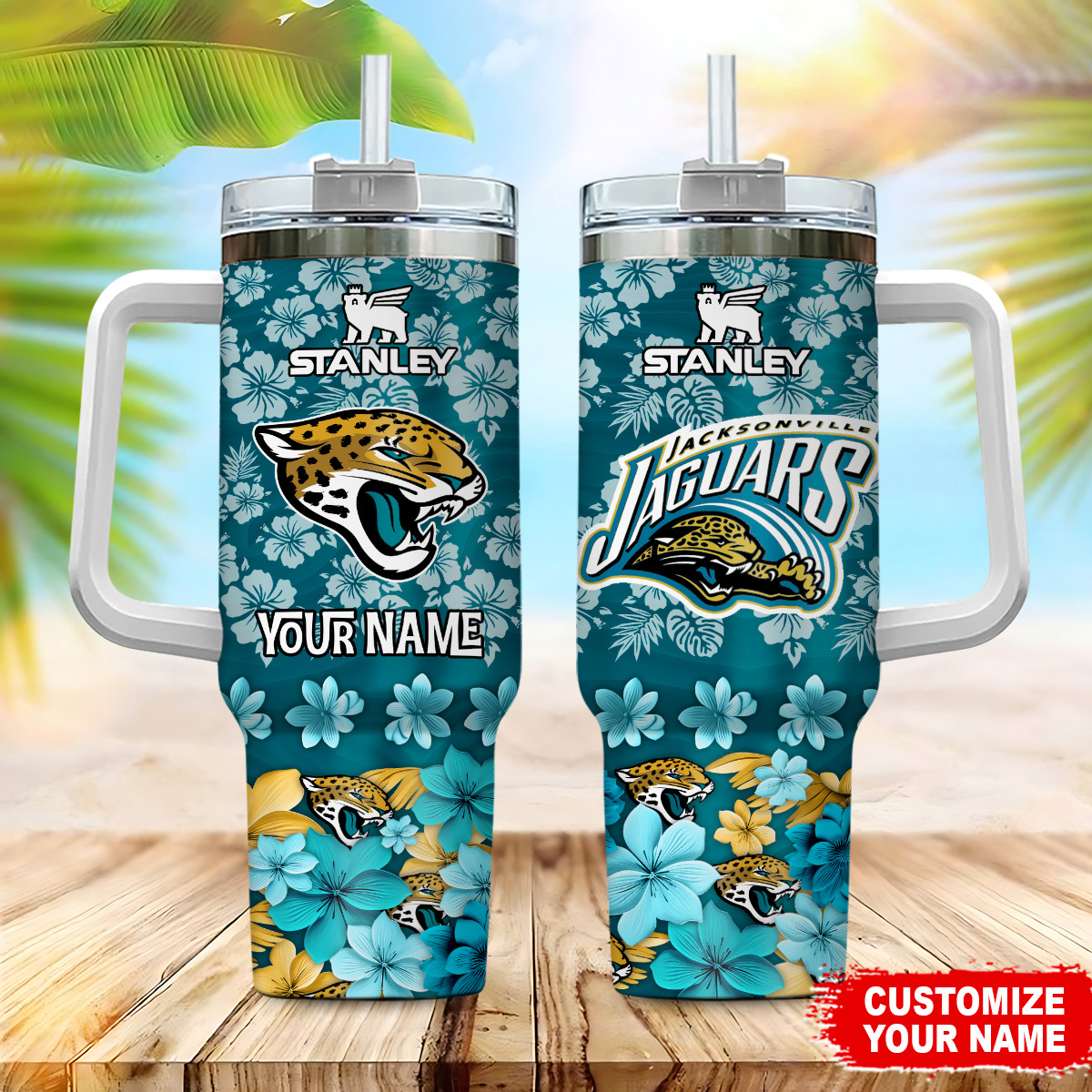 Jacksonville Jaguars NFL Tropical Floral Custom Stanley Cup 40 oz 30 oz Tumbler With HandleTVC2301225