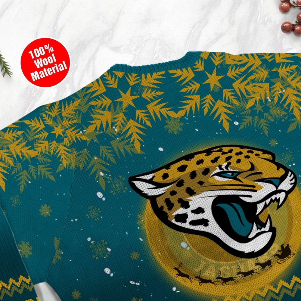 Jacksonville Jaguars Santa Claus In The Moon Ugly Christmas Sweater Adult 3D Funny Matching for family - Image 5