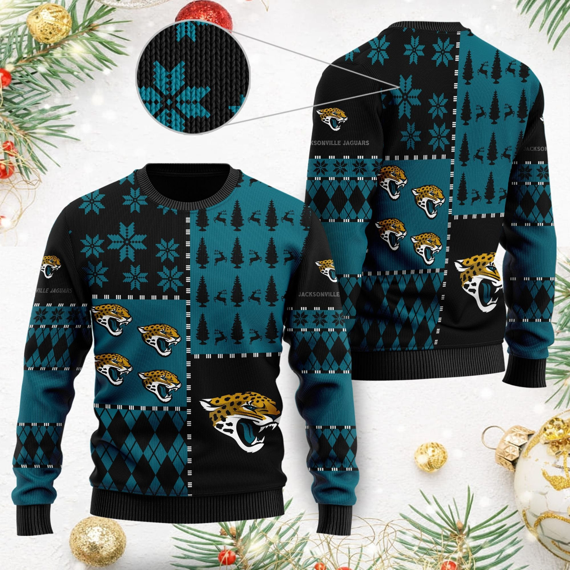 Jacksonville Jaguars Ugly Christmas Sweater Adult 3D Funny Matching for family