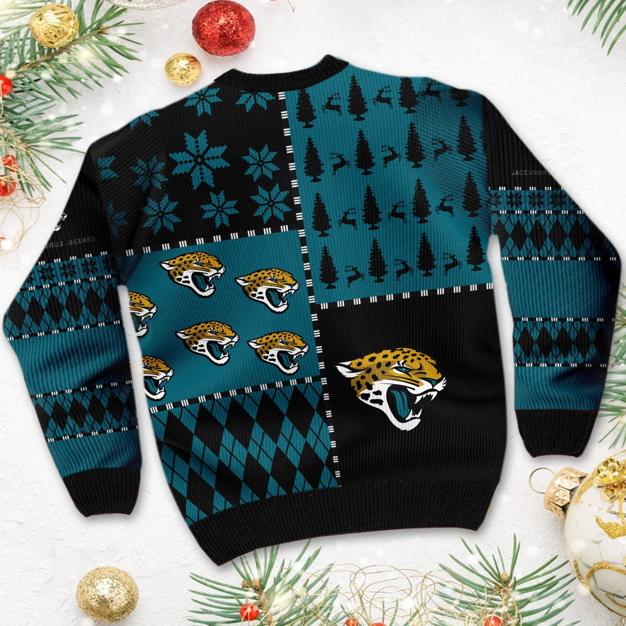 Jacksonville Jaguars Ugly Christmas Sweater Adult 3D Funny Matching for family - Image 4