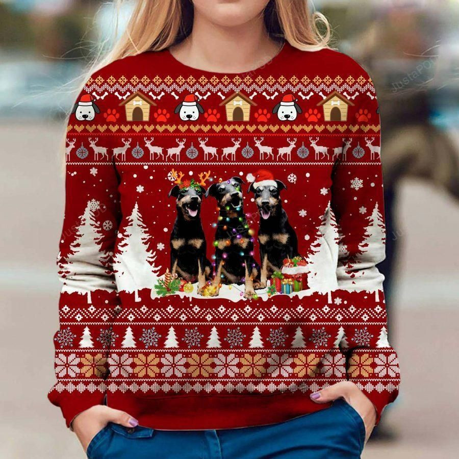 Jagdterrier Xmas Trees Ugly Christmas Sweater Adult 3D Funny Matching for family