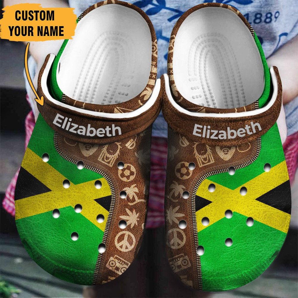 Jamaica Jamaican Flag And Symbols Zipper Gift For Fan Classic Water Rubber clog Shoes Comfy Footwear