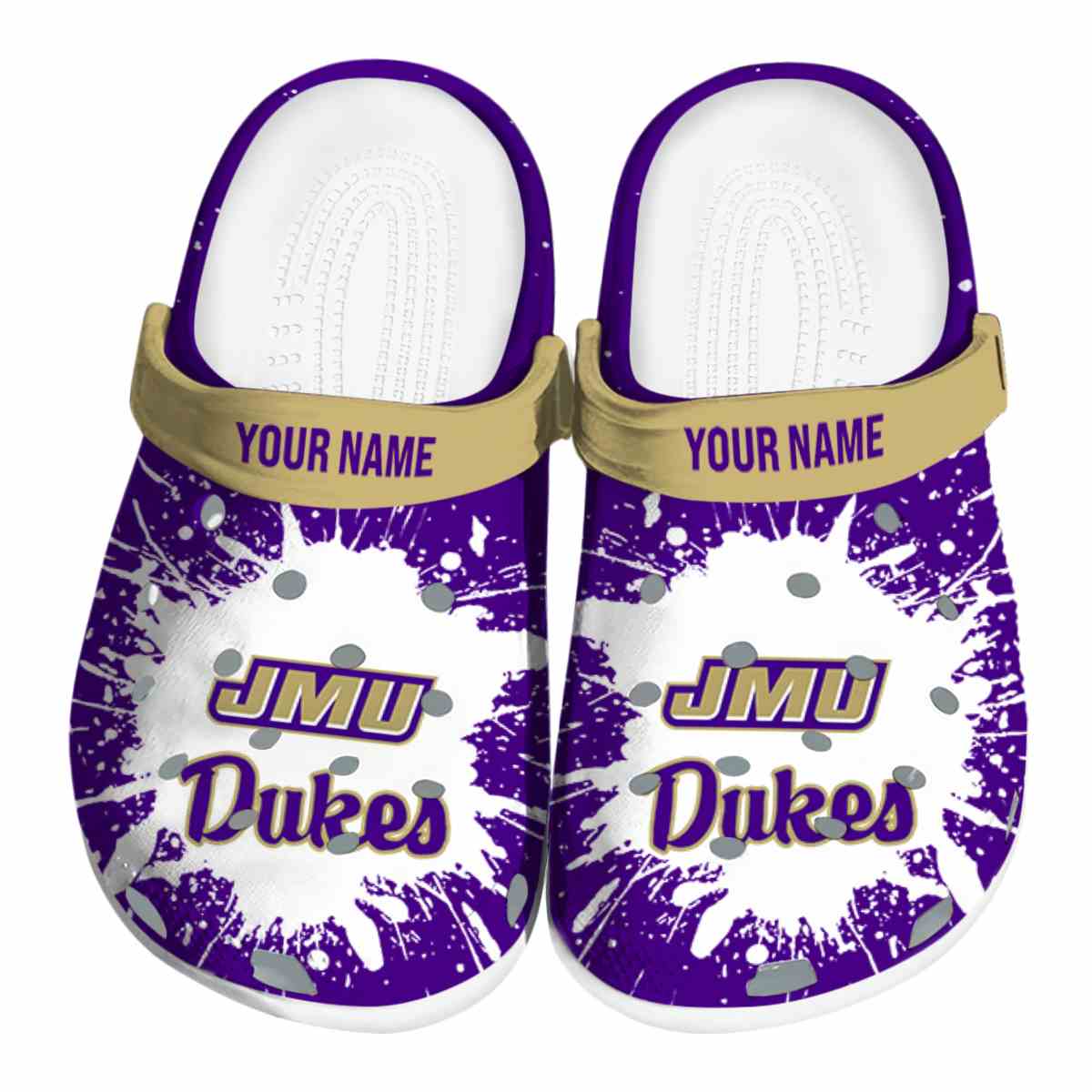 James Madison Dukes NCAA Sport Crocs Crocband Clogs Shoes Comfortable For Men Women and Kids