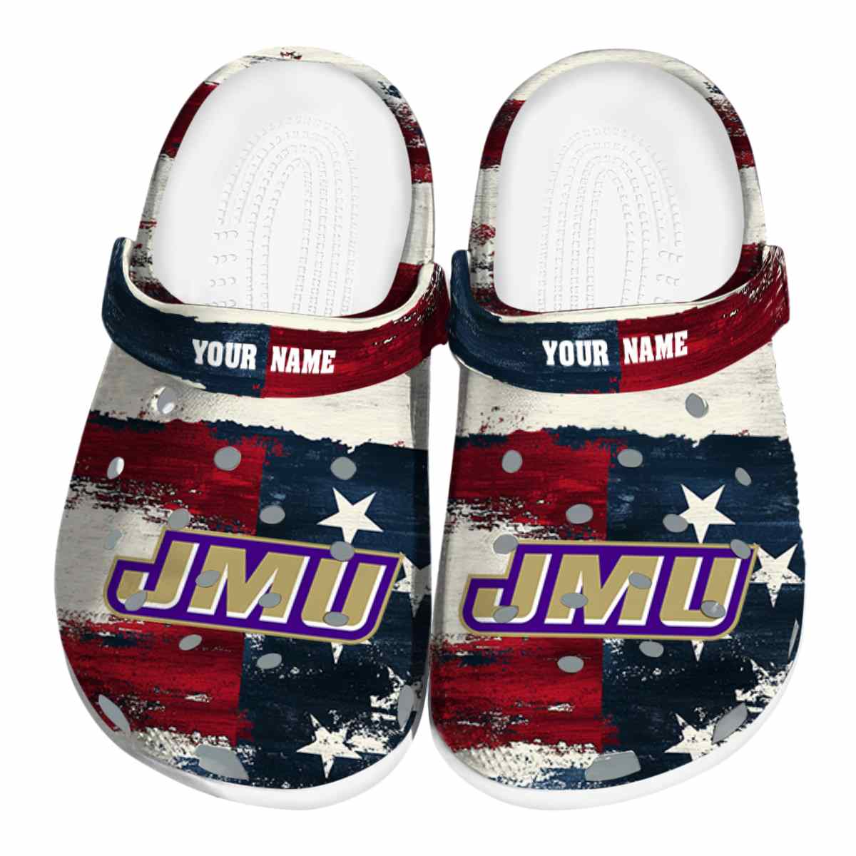 James Madison Dukes NCAA Sport Crocs Crocband Clogs Shoes Comfortable For Men Women and Kids