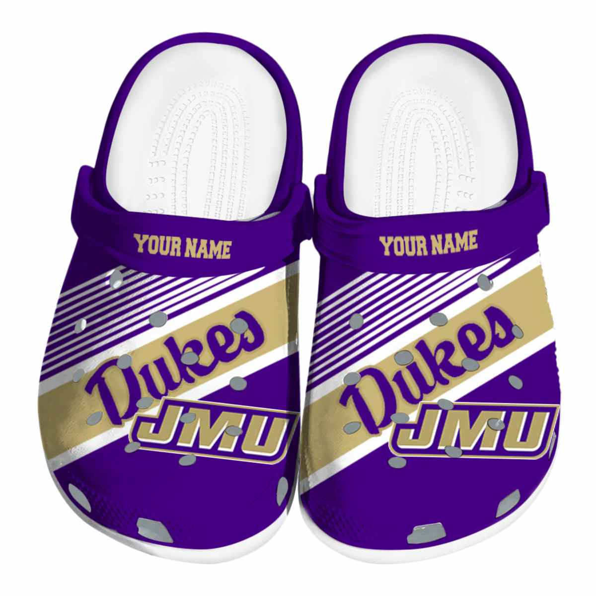 James Madison Dukes NCAA Sport Crocs Crocband Clogs Shoes Comfortable For Men Women and Kids