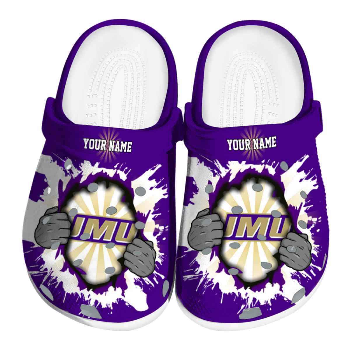 James Madison Dukes NCAA Sport Crocs Crocband Clogs Shoes Comfortable For Men Women and Kids