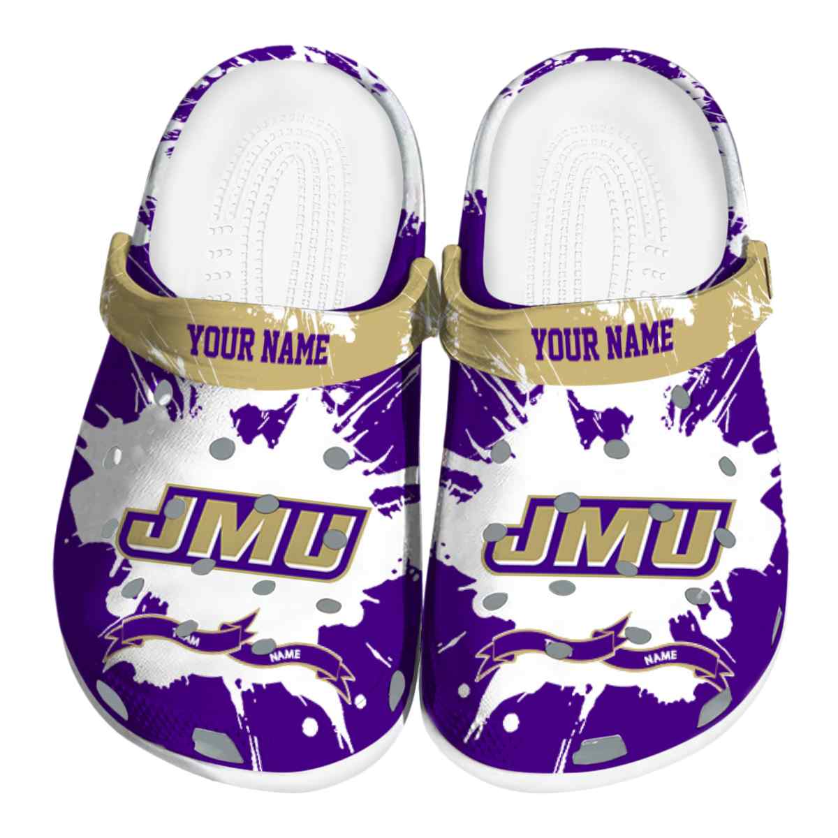 James Madison Dukes NCAA Sport Crocs Crocband Clogs Shoes Comfortable For Men Women and Kids